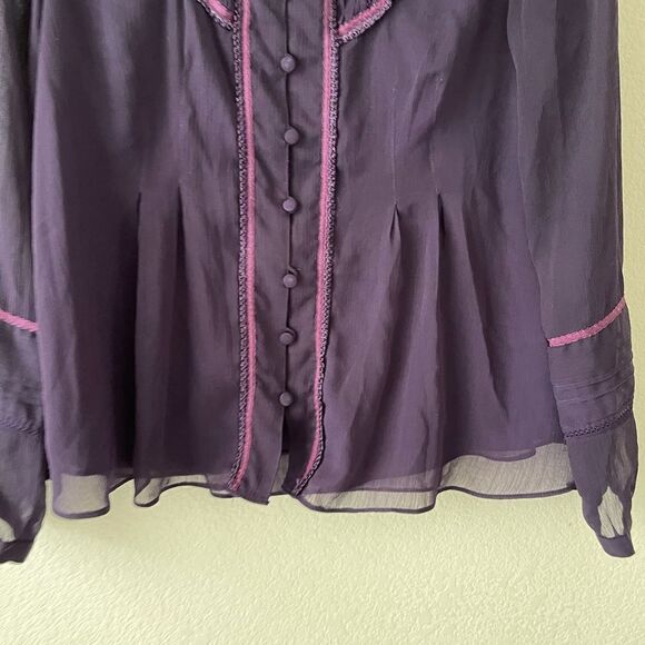 Cold water creek sheer purple long sleeve blouse‎ - Picture 3 of 8